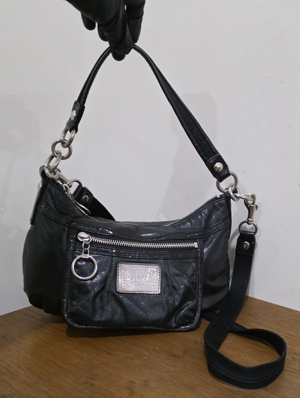 Coach Poppy black patent leather Crossbody/Shoulder Bag